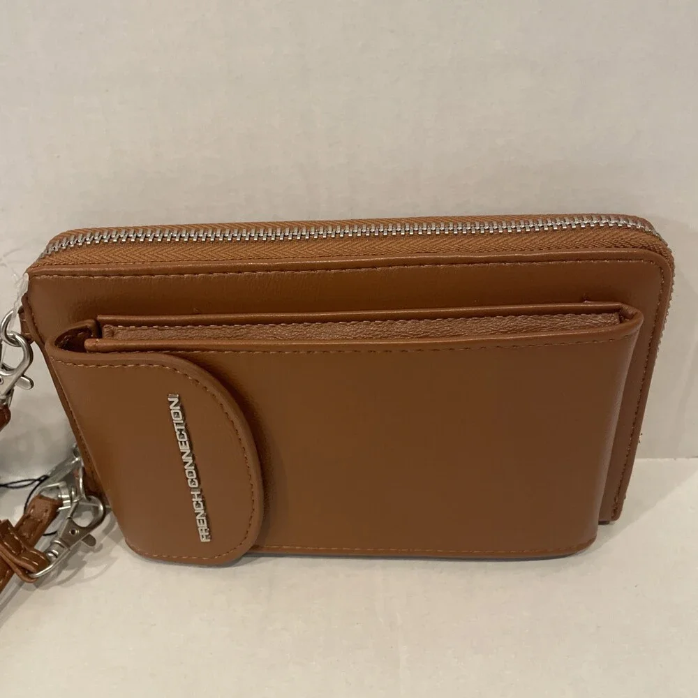 French Connection‎ Athena Smooth Phone Crossbody Wristlet – Cognac NWT MSRP $58